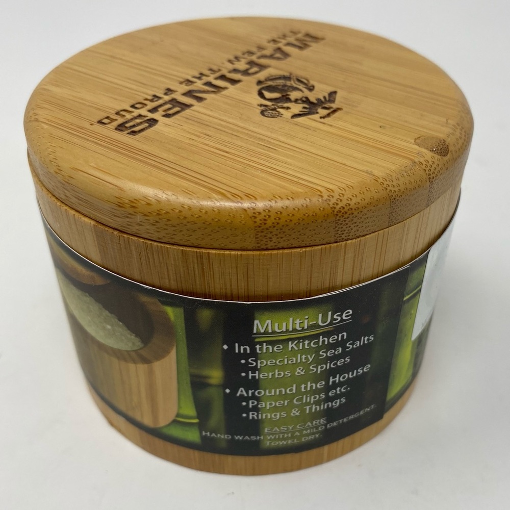 Totally Bamboo Salt Box U.S. Marines Bamboo Box - Picture 3 of 5